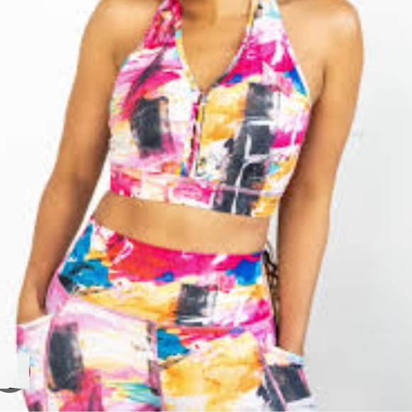 #061 Sz XL Leggings / Abstract Activewear Sports Bottom Rebelious by Maya Elious - Picture 3 of 12